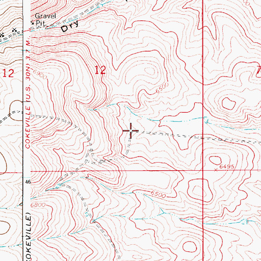 Topographic Map of Taylor Census Designated Place, WY