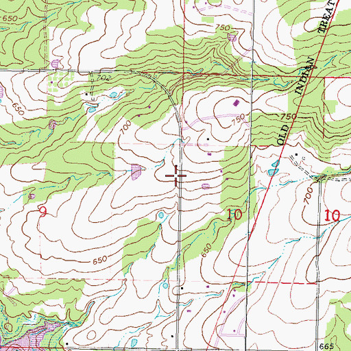 Topographic Map of Texanna Census Designated Place, OK