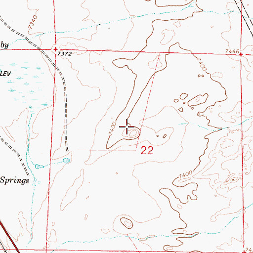 Topographic Map of The Buttes Census Designated Place, WY