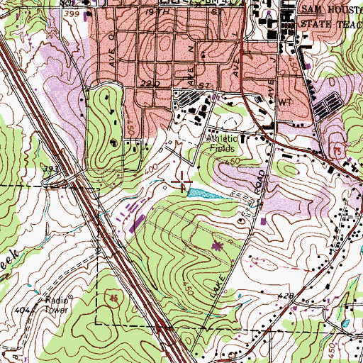 Topographic Map of City of Huntsville, TX