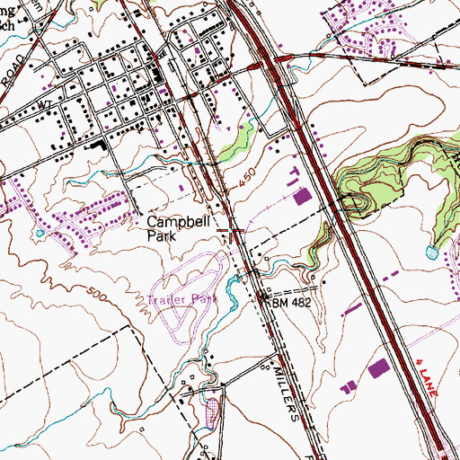 Topographic Map of City of Hutchins, TX