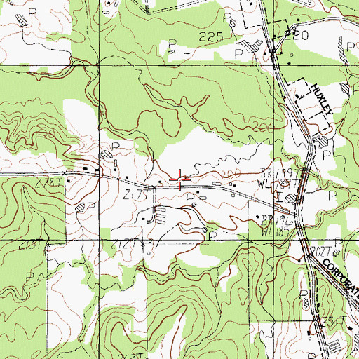 Topographic Map of City of Huxley, TX