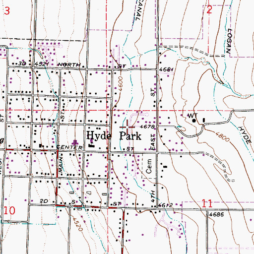 Topographic Map of City of Hyde Park, UT