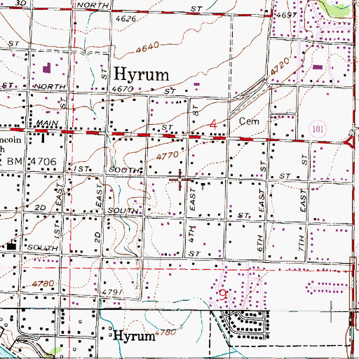 Topographic Map of City of Hyrum, UT