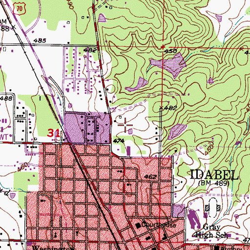 Topographic Map of City of Idabel, OK
