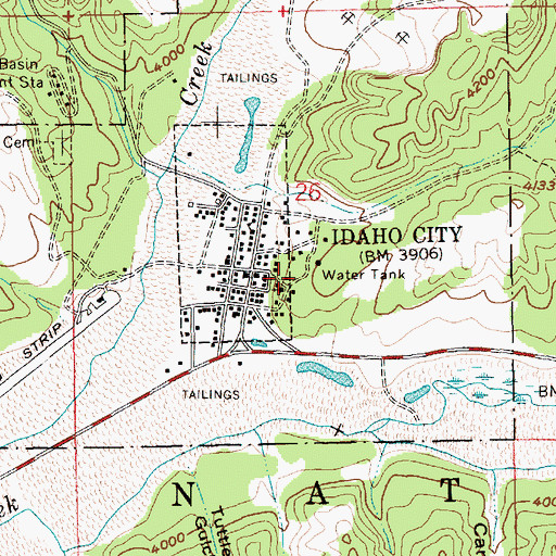 Topographic Map of City of Idaho City, ID