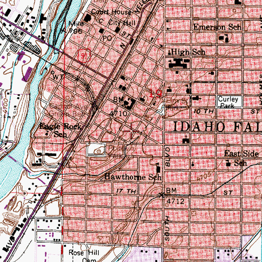 Topographic Map of City of Idaho Falls, ID
