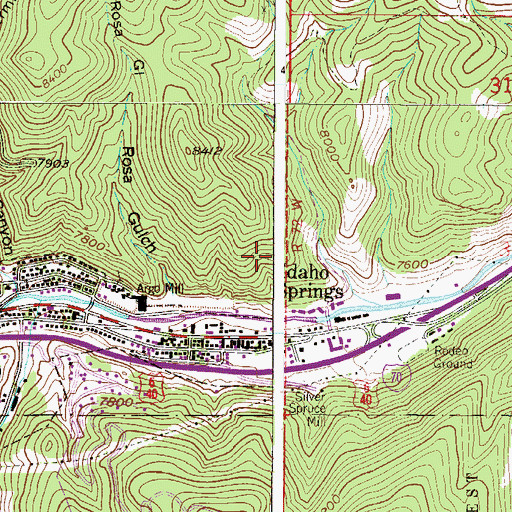 Topographic Map of City of Idaho Springs, CO