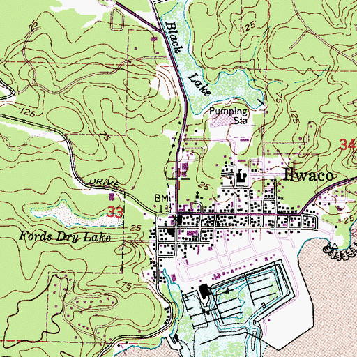 Topographic Map of City of Ilwaco, WA