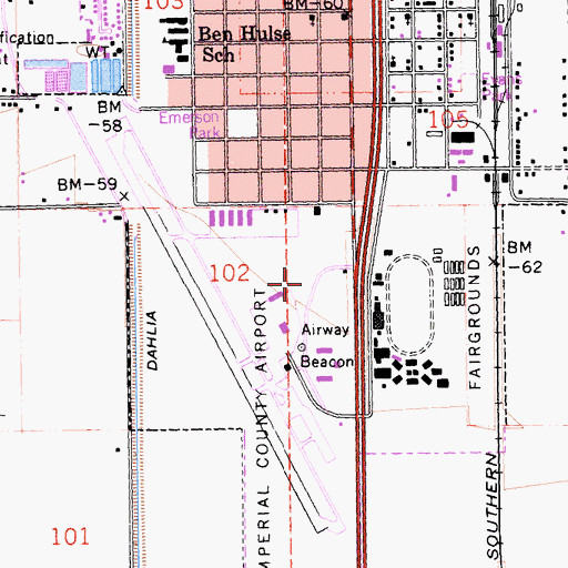 Topographic Map of City of Imperial, CA