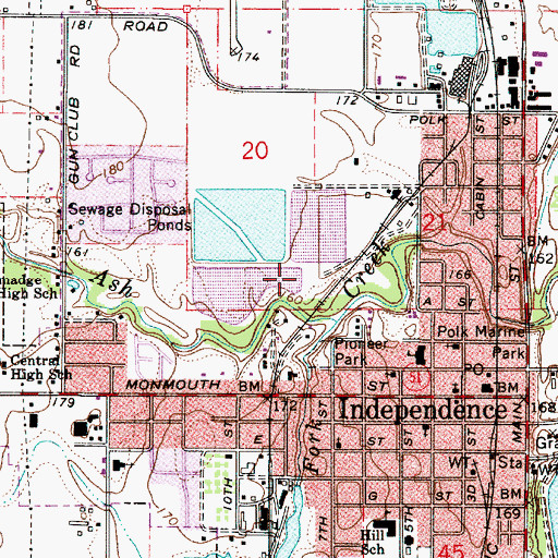 Topographic Map of City of Independence, OR