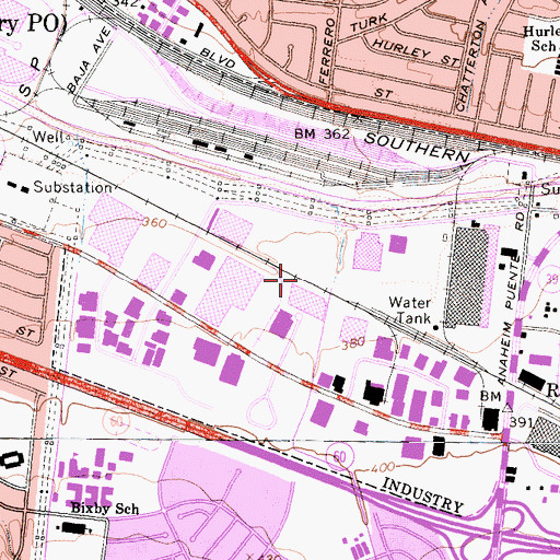 Topographic Map of City of Industry, CA
