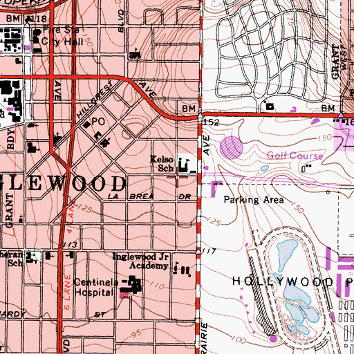 Topographic Map of City of Inglewood, CA