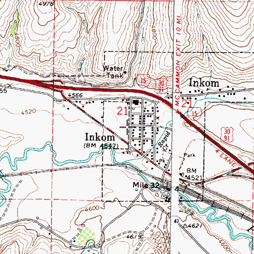Topographic Map of City of Inkom, ID