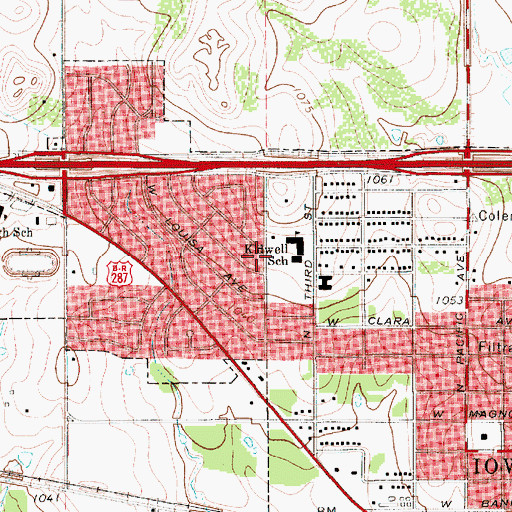 Topographic Map of City of Iowa Park, TX
