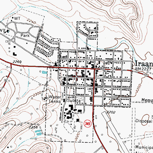 Topographic Map of City of Iraan, TX
