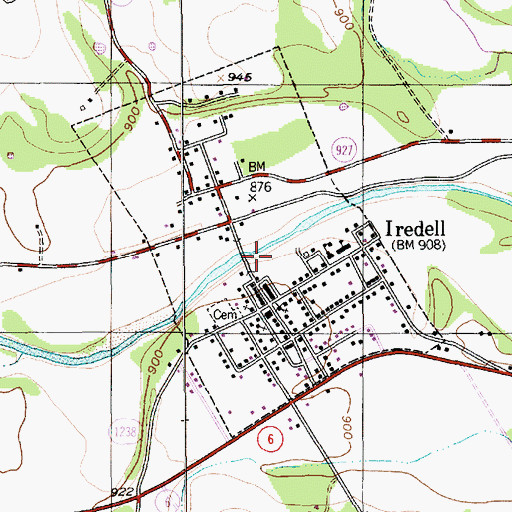 Topographic Map of City of Iredell, TX