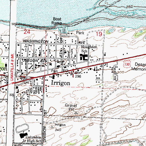 Topographic Map of City of Irrigon, OR