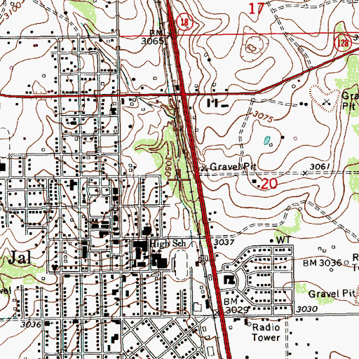 Topographic Map of City of Jal, NM