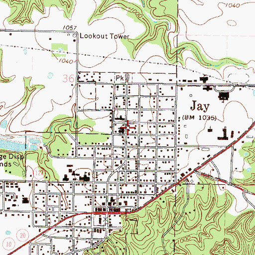 Topographic Map of City of Jay, OK