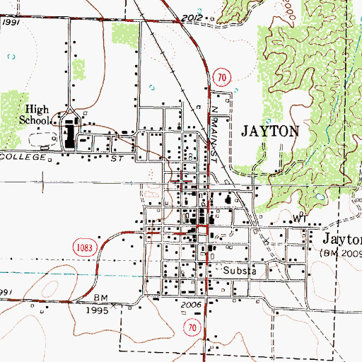 Topographic Map of City of Jayton, TX