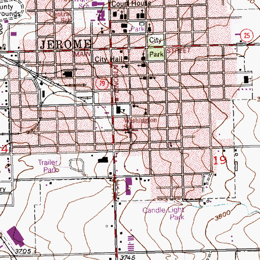 Topographic Map of City of Jerome, ID