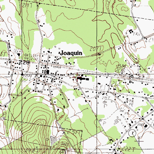 Topographic Map of City of Joaquin, TX