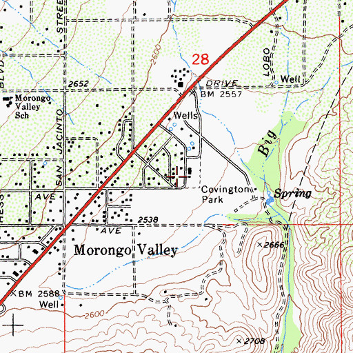 Topographic Map of Covington Park, CA