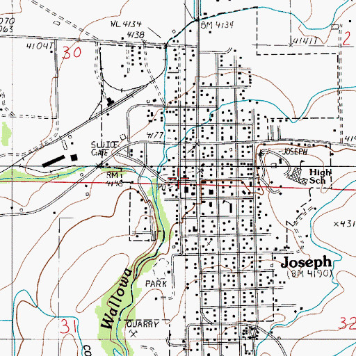 Topographic Map of City of Joseph, OR