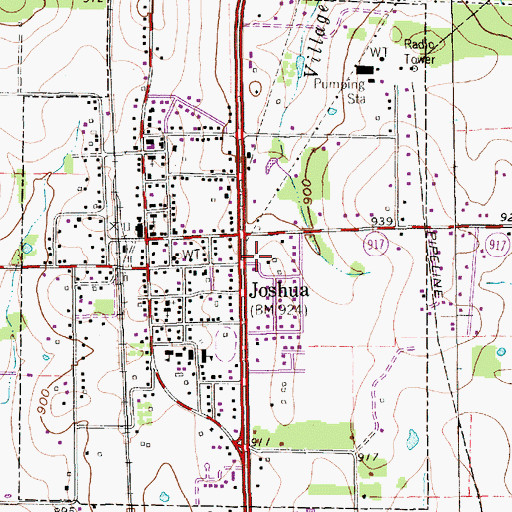 Topographic Map of City of Joshua, TX