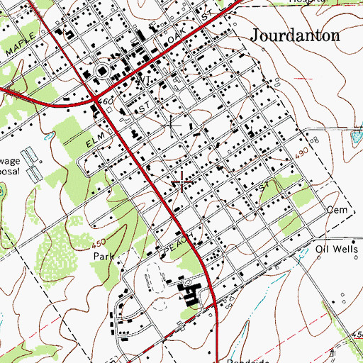 Topographic Map of City of Jourdanton, TX