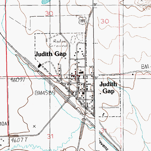Topographic Map of City of Judith Gap, MT