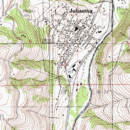 Topographic Map of City of Juliaetta, ID