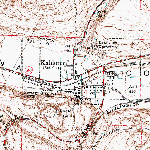 Topographic Map of City of Kahlotus, WA
