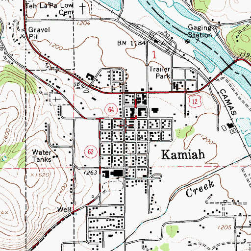 Topographic Map of City of Kamiah, ID