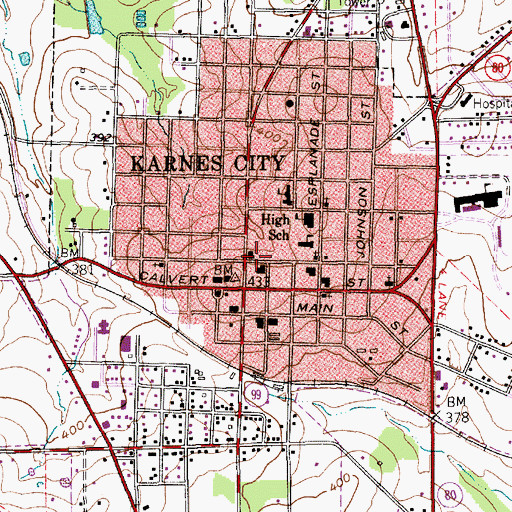 Topographic Map of City of Karnes City, TX