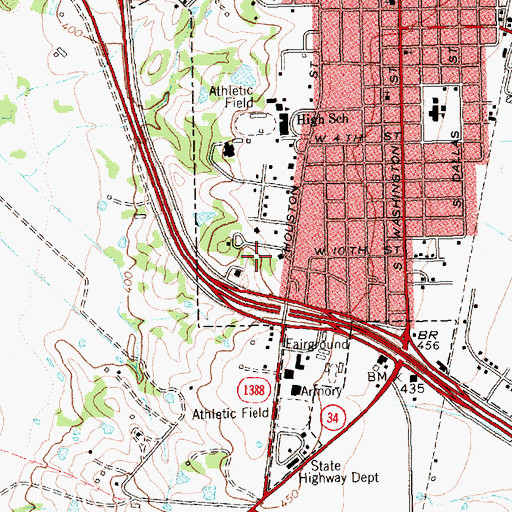 Topographic Map of City of Kaufman, TX