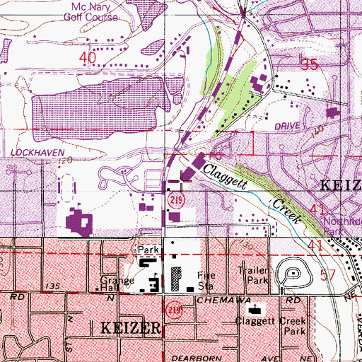 Topographic Map of City of Keizer, OR