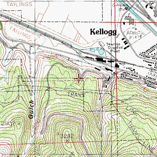 Topographic Map of City of Kellogg, ID