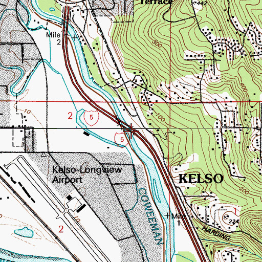 Topographic Map of City of Kelso, WA