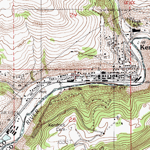 Topographic Map of City of Kendrick, ID