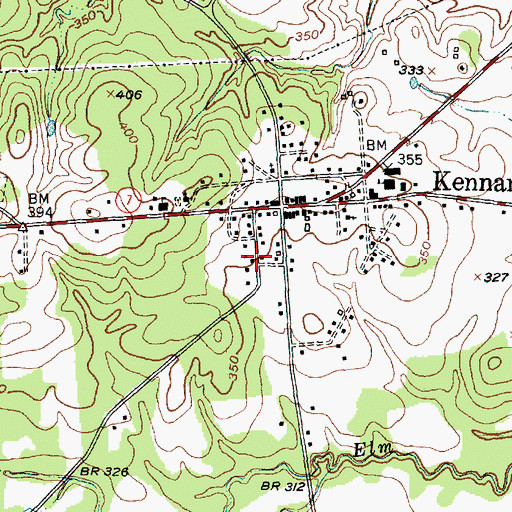 Topographic Map of City of Kennard, TX