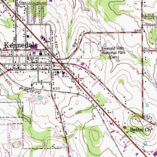 Topographic Map of City of Kennedale, TX