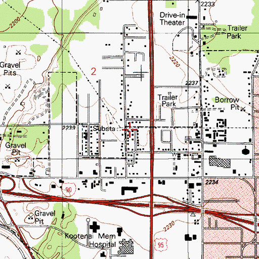 Topographic Map of City of Coeur d'Alene, ID