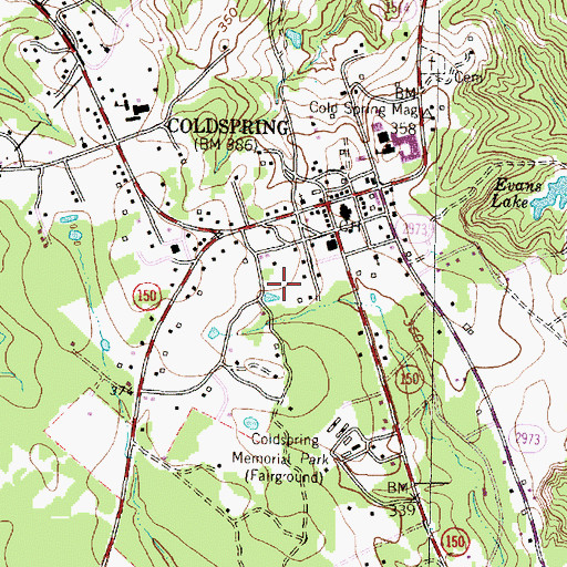 Topographic Map of City of Coldspring, TX