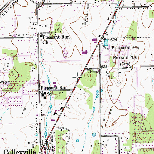 Topographic Map of City of Colleyville, TX