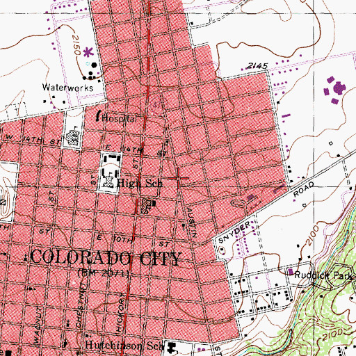 Topographic Map of City of Colorado City, TX