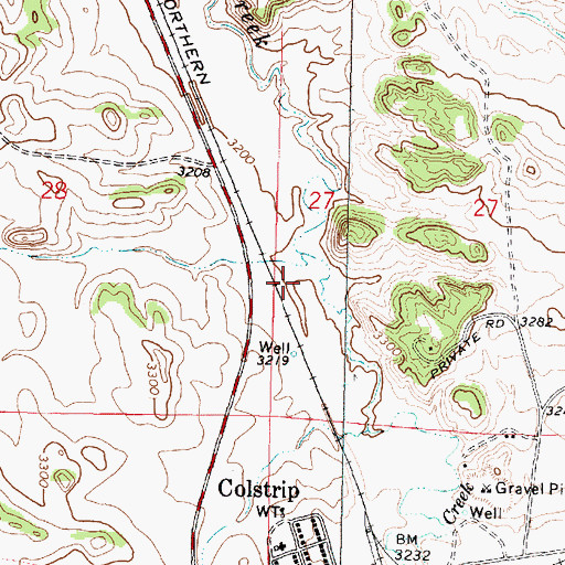 Topographic Map of City of Colstrip, MT