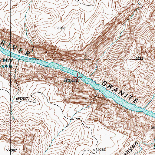 Topographic Map of Eightyfive Mile Rapids, AZ