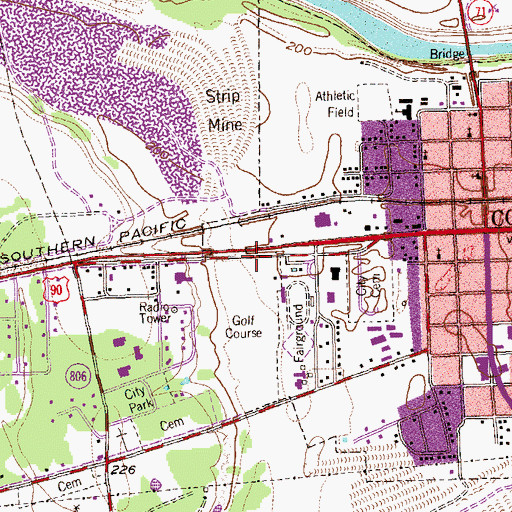 Topographic Map of City of Columbus, TX